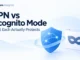 Ryvenora Insights cover reading VPN vs Incognito Mode, What Each Actually Protects, with a blue shield and a stylized private browser window on a pale blue background.