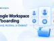 Ryvenora Insights cover reading Google Workspace Offboarding, Suspend, Archive, or Delete?, with three account cards and a blue document folder on a pale blue background.