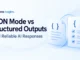 Ryvenora Insights cover reading JSON Mode vs Structured Outputs, Build Reliable AI Responses, with blue document cards, curly braces, and checkmarks on a pale blue background.