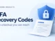 Ryvenora Insights cover reading MFA Recovery Codes and Keep a backup you can reach, with a blue shield, padlock, folded document, and phone on a pale blue background.