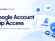 Ryvenora Insights cover reading Google Account App Access and Review permissions. Remove old connections, with a conceptual account card, app tiles, shield, and broken chain on a pale blue background.