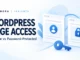Conceptual page cards with account and lock symbols and a key on a pale blue background, titled WordPress Page Access with Ryvenora Insights branding.