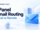 Ryvenora Insights cover reading cPanel Email Routing: Local vs Remote, with a blue envelope, server, and cloud on a pale background.